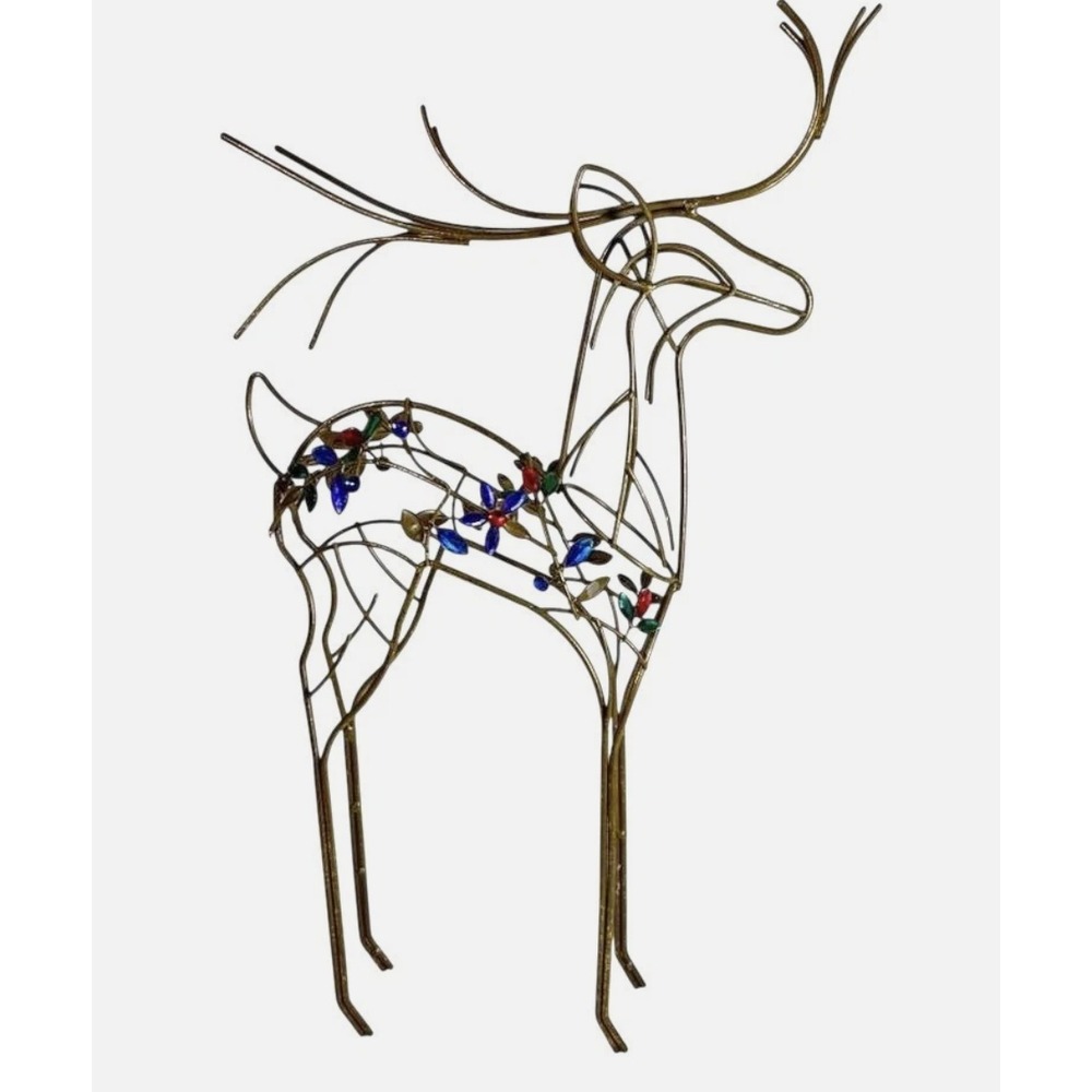 Robert Stanley Royal Palace Christmas Holiday 20" Gold Jeweled Metal Deer